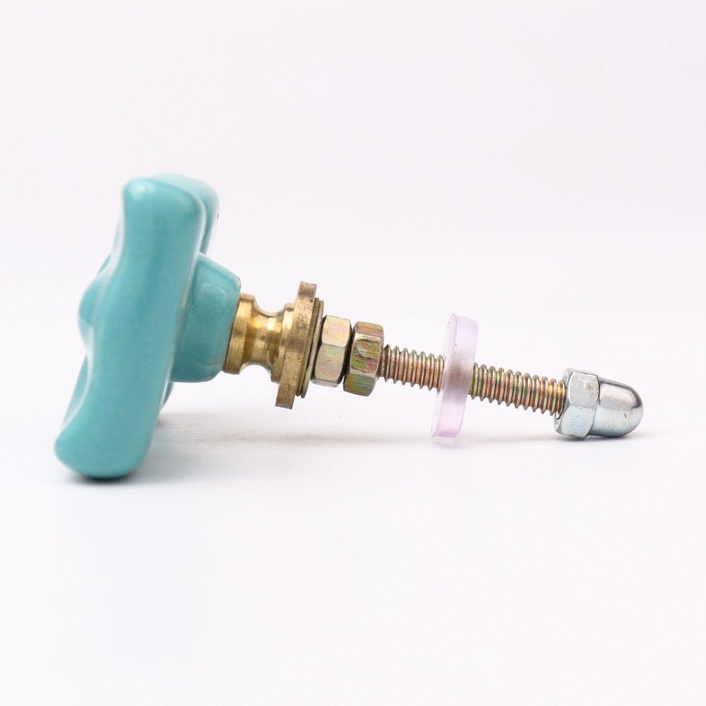 Turquoise Green Ceramic Bow Cabinet Knob